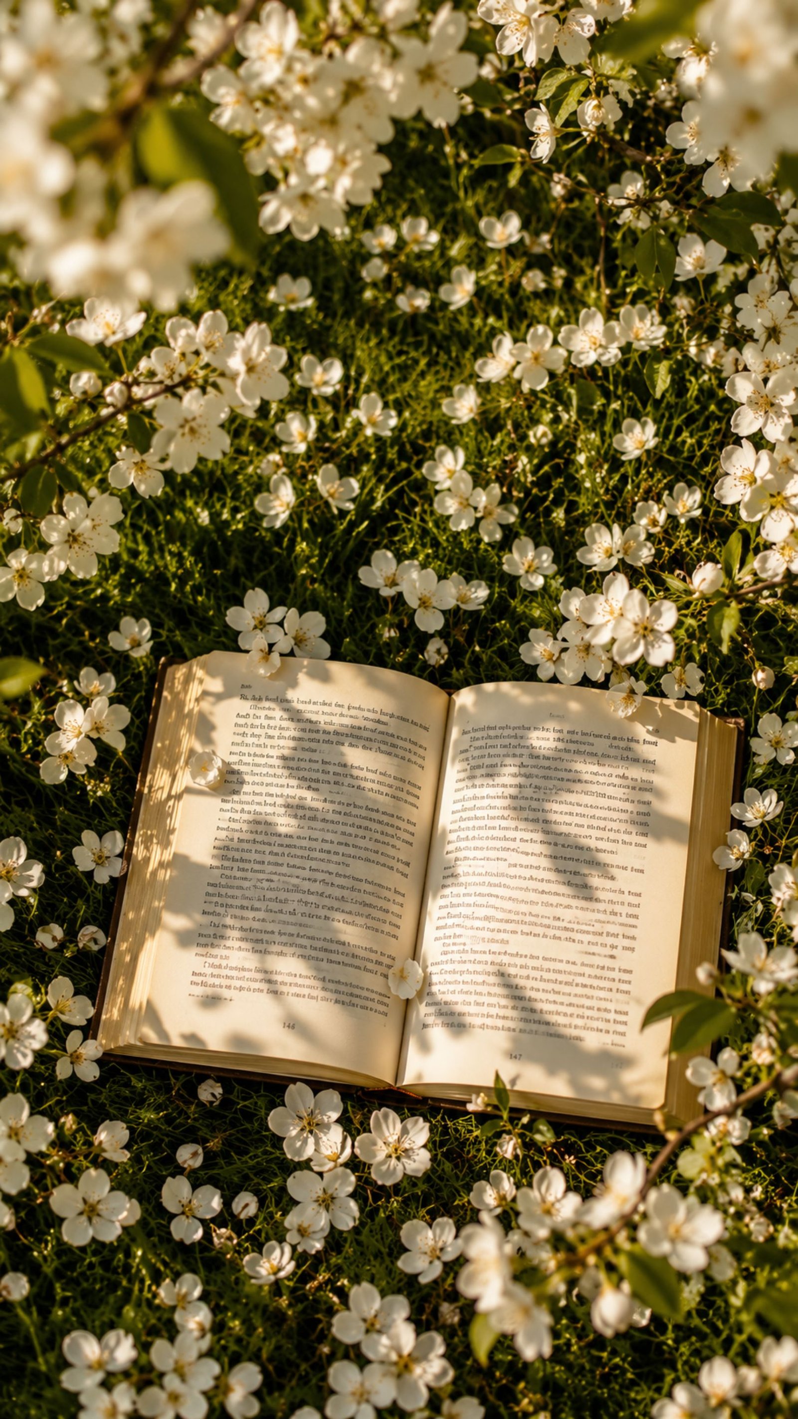 Blossom Reading Aesthetic 4K Wallpaper